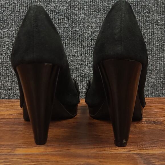 Fioni Peep Toe Pumps Womens 8 Black Suede Stiletto High Heel Dress Shoes - Picture 8 of 13